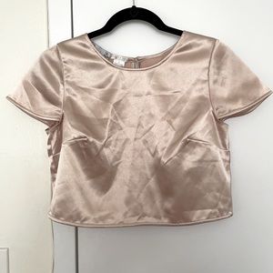 Cropped cap sleeve rose gold top
